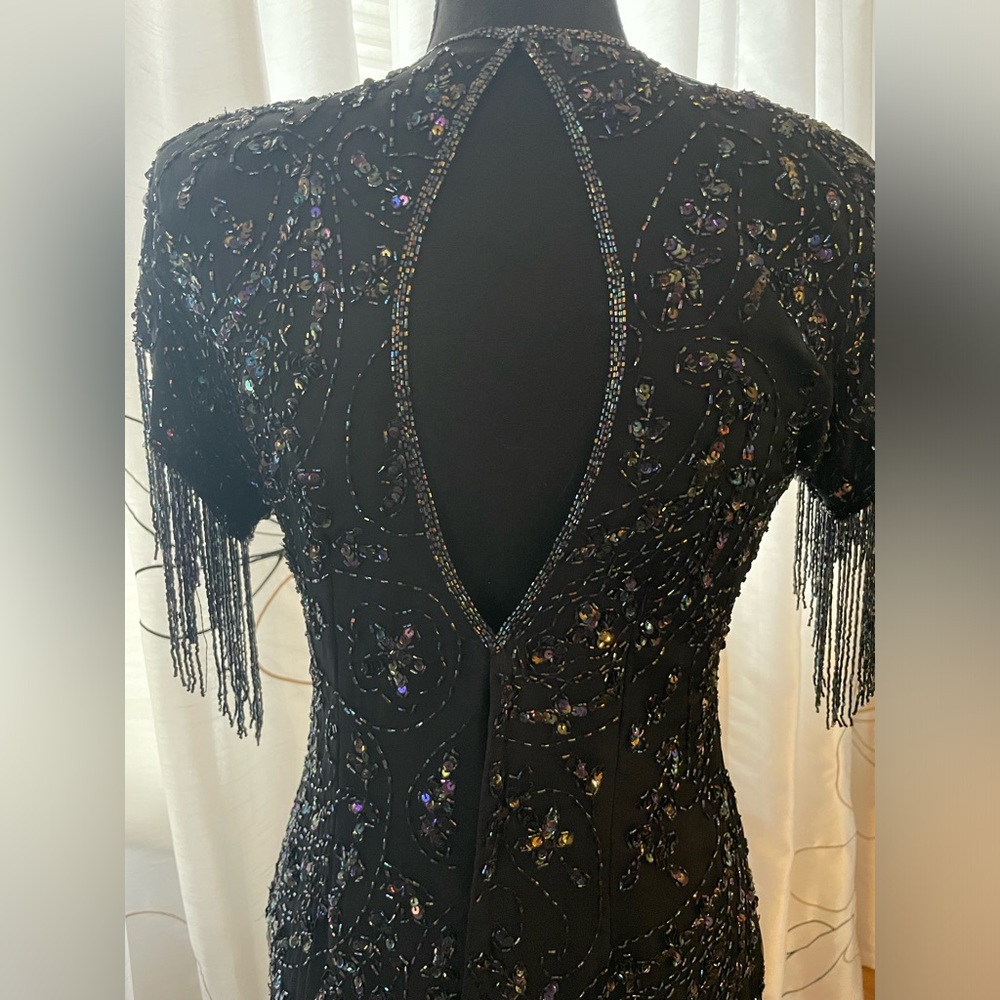 Vintage Cocktail Dress Silk Sequin Beaded - Picture 4 of 15